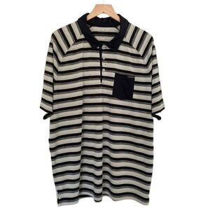 Oakley XXL Golf Polo Gray Black Stripe Logo Pocket 2XL Short Sleeve Athletic